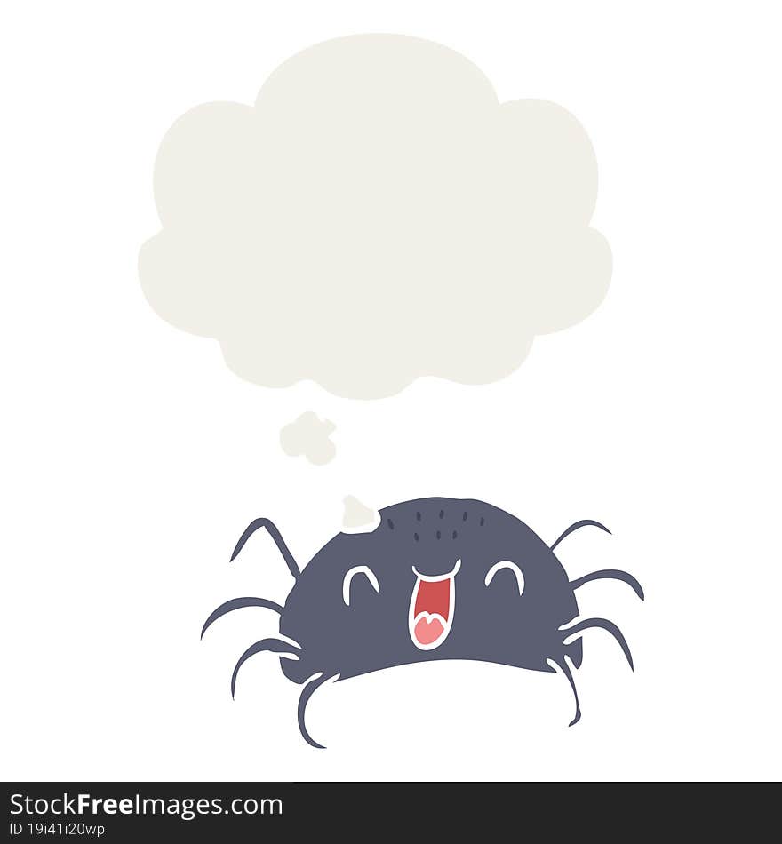 cartoon spider with thought bubble in retro style