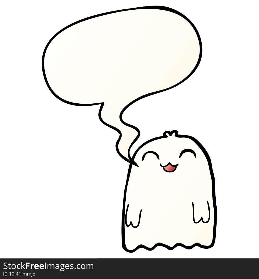 cartoon ghost and speech bubble in smooth gradient style