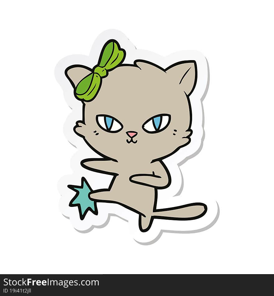 sticker of a cute cartoon cat