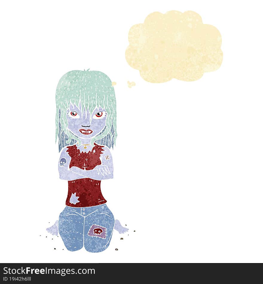 Cartoon Vampire Girl With Thought Bubble