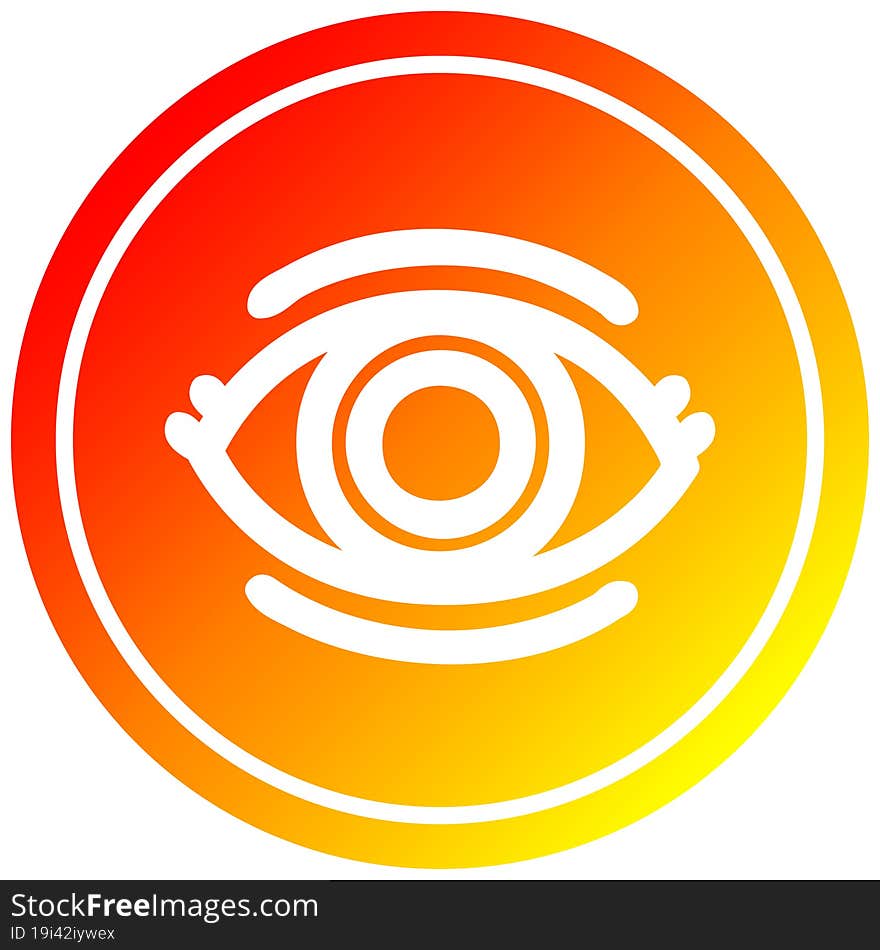 staring eye circular in hot gradient spectrum