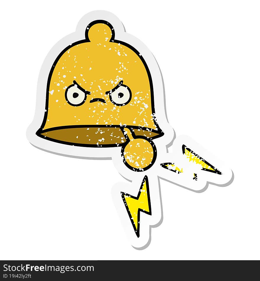 distressed sticker of a cute cartoon ringing bell