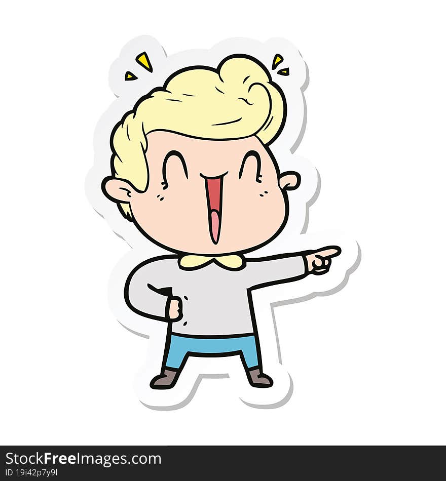 sticker of a cartoon excited man