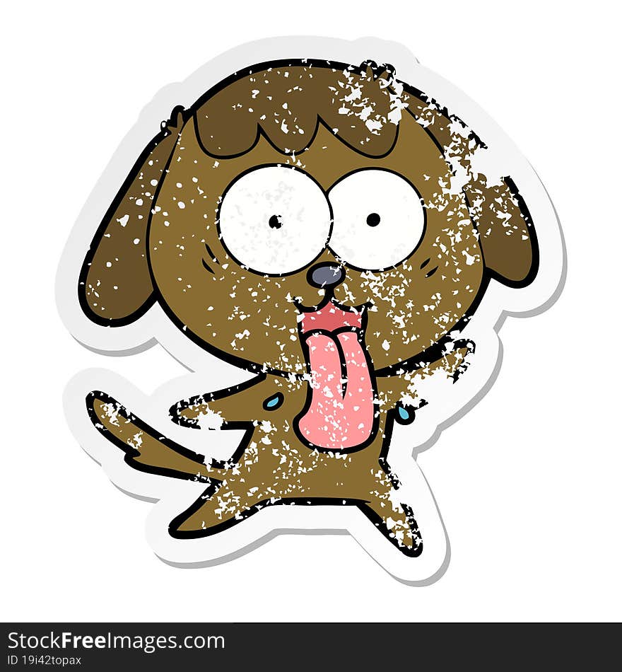 distressed sticker of a cute cartoon dog