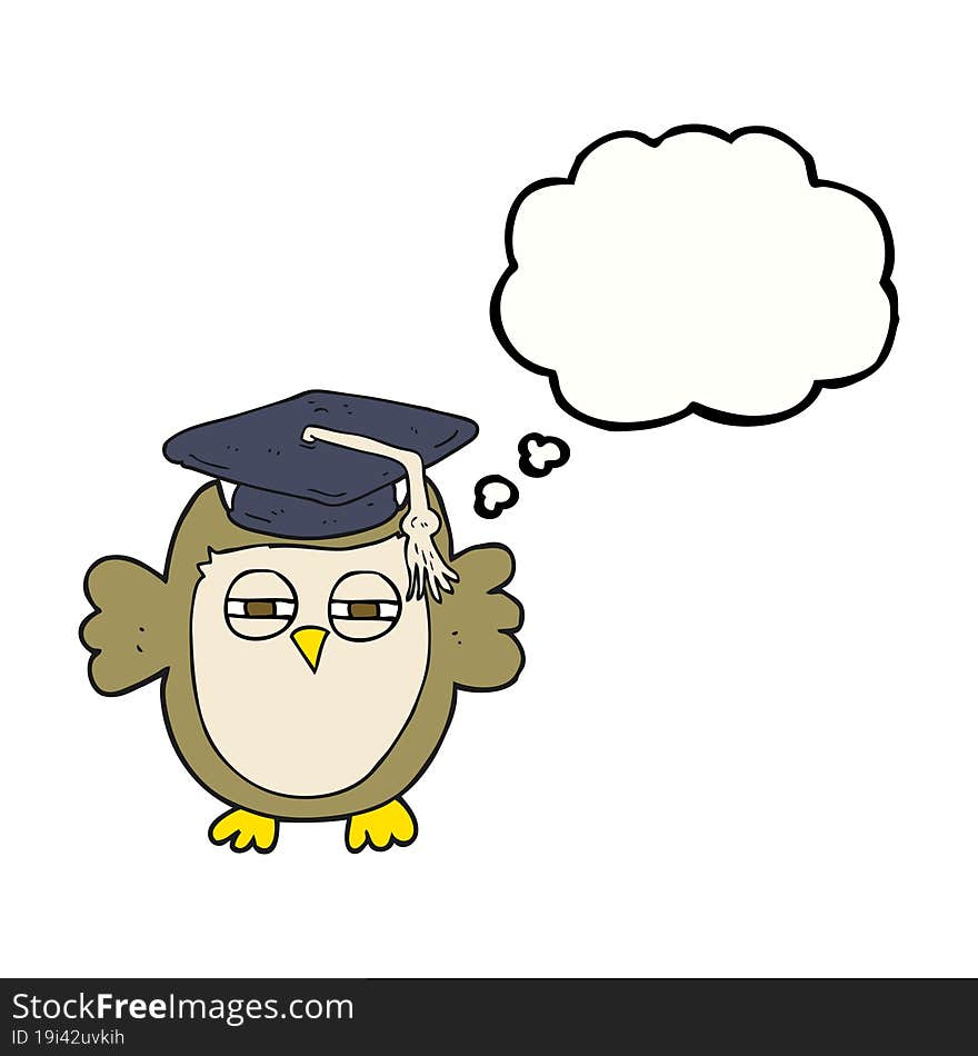 Thought Bubble Cartoon Clever Owl