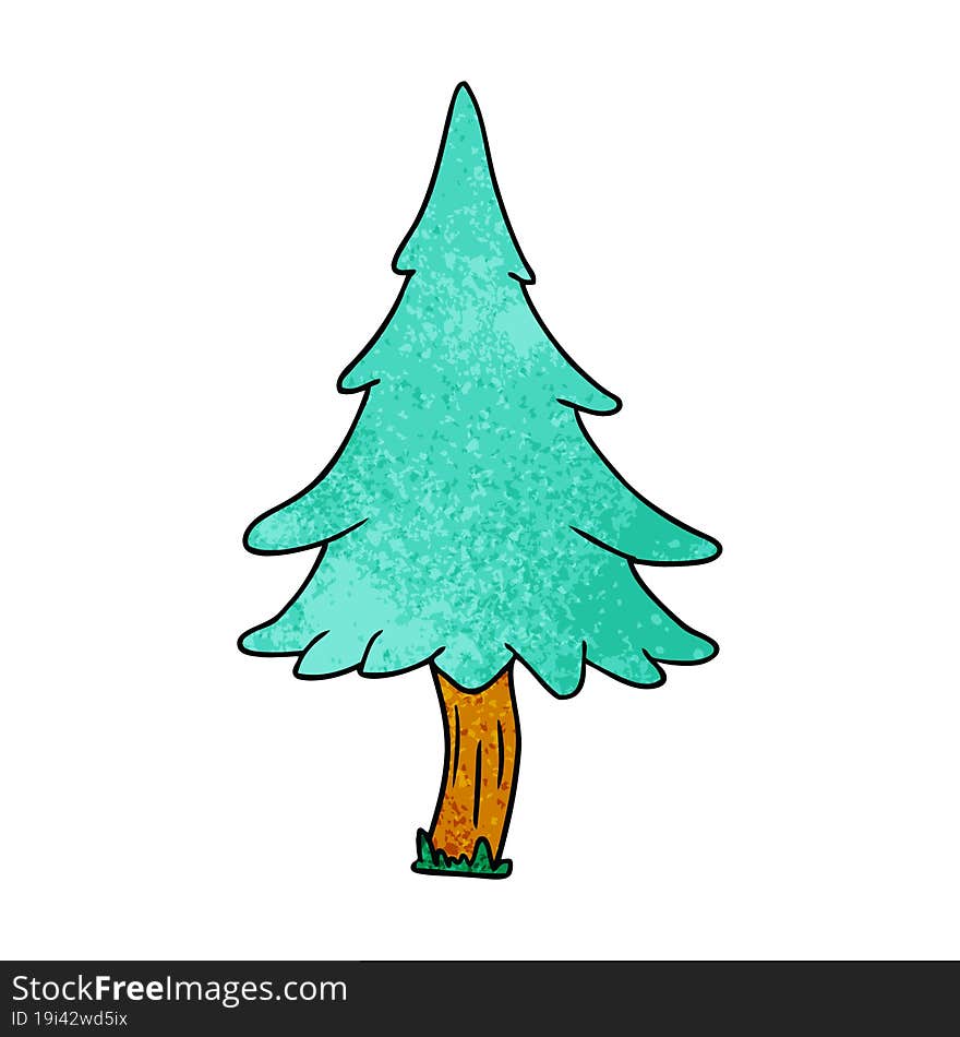 hand drawn textured cartoon doodle of woodland pine trees