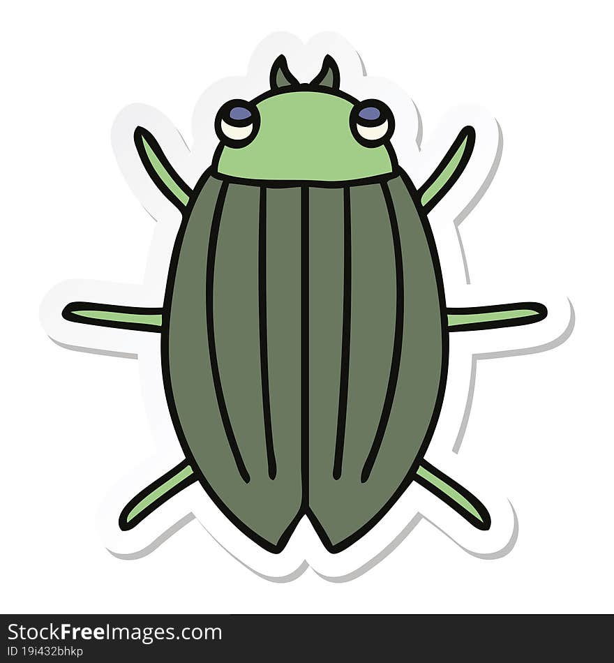 sticker of a quirky hand drawn cartoon beetle