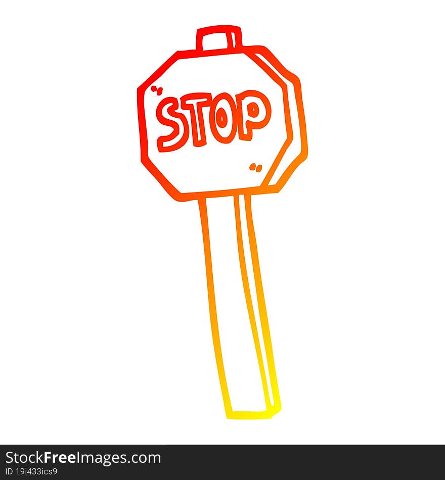 warm gradient line drawing cartoon stop sign