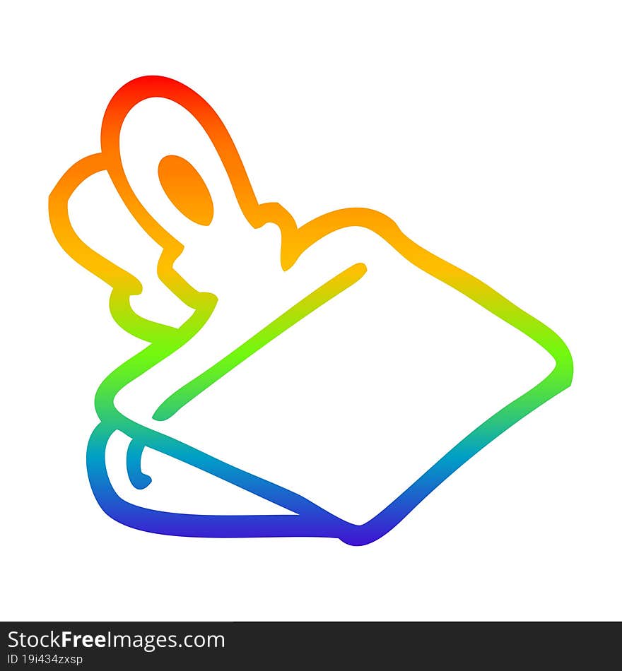 rainbow gradient line drawing of a cartoon paper clip