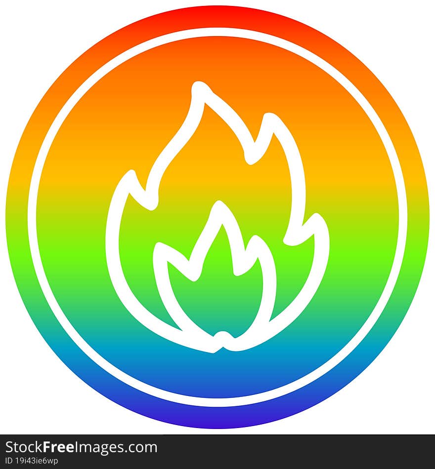 Simple Flame Circular In Rainbow Spectrum