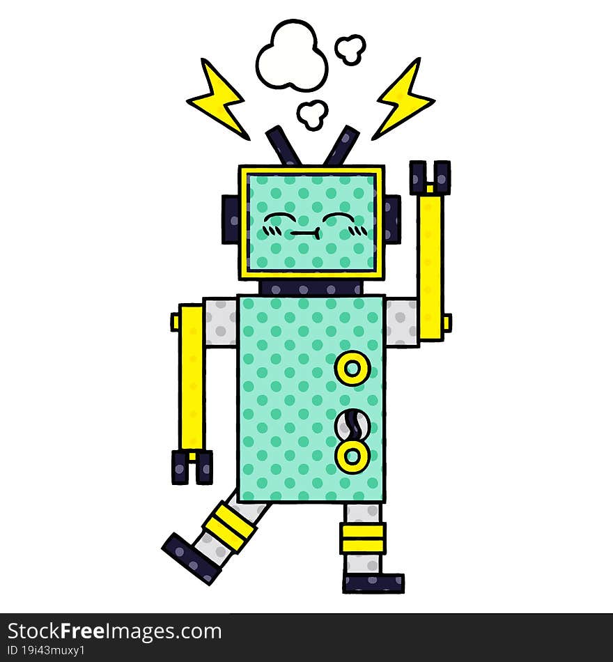 comic book style cartoon of a robot