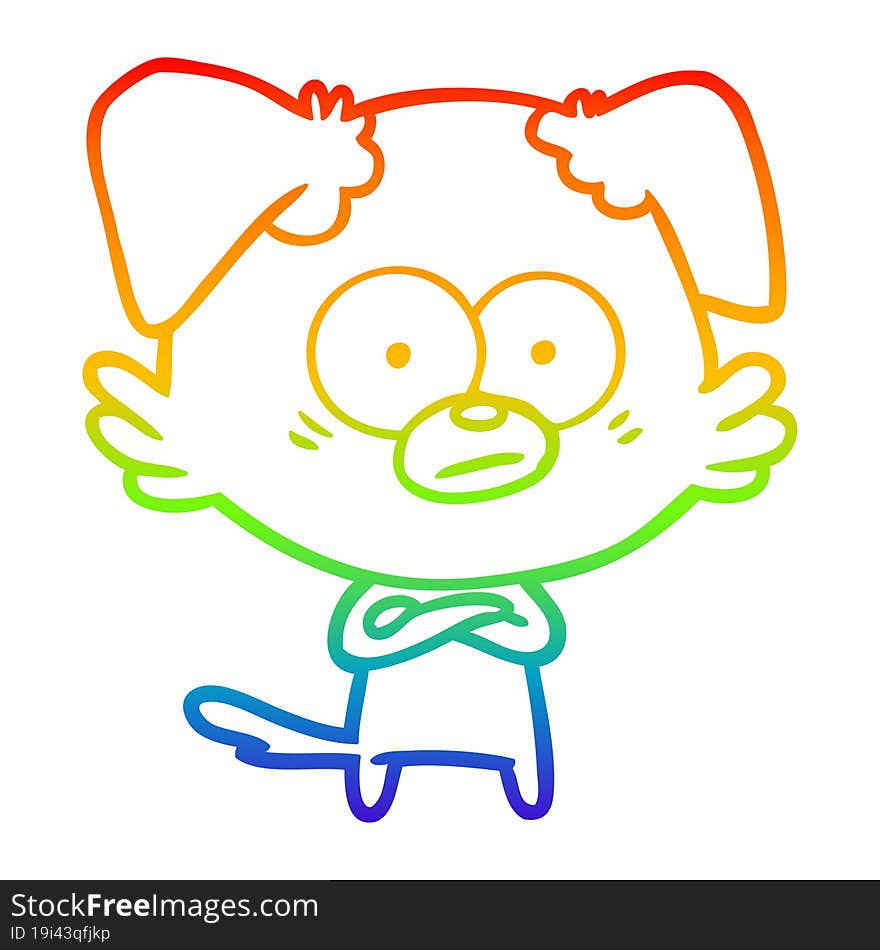 rainbow gradient line drawing nervous dog cartoon