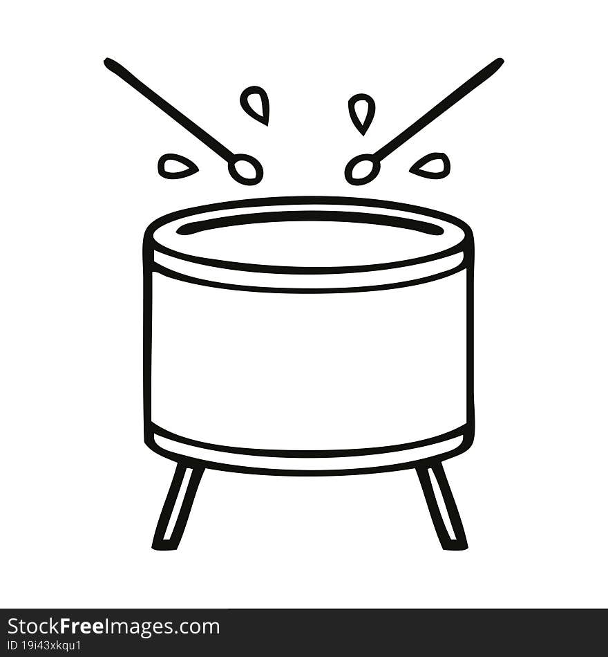 line drawing cartoon drum