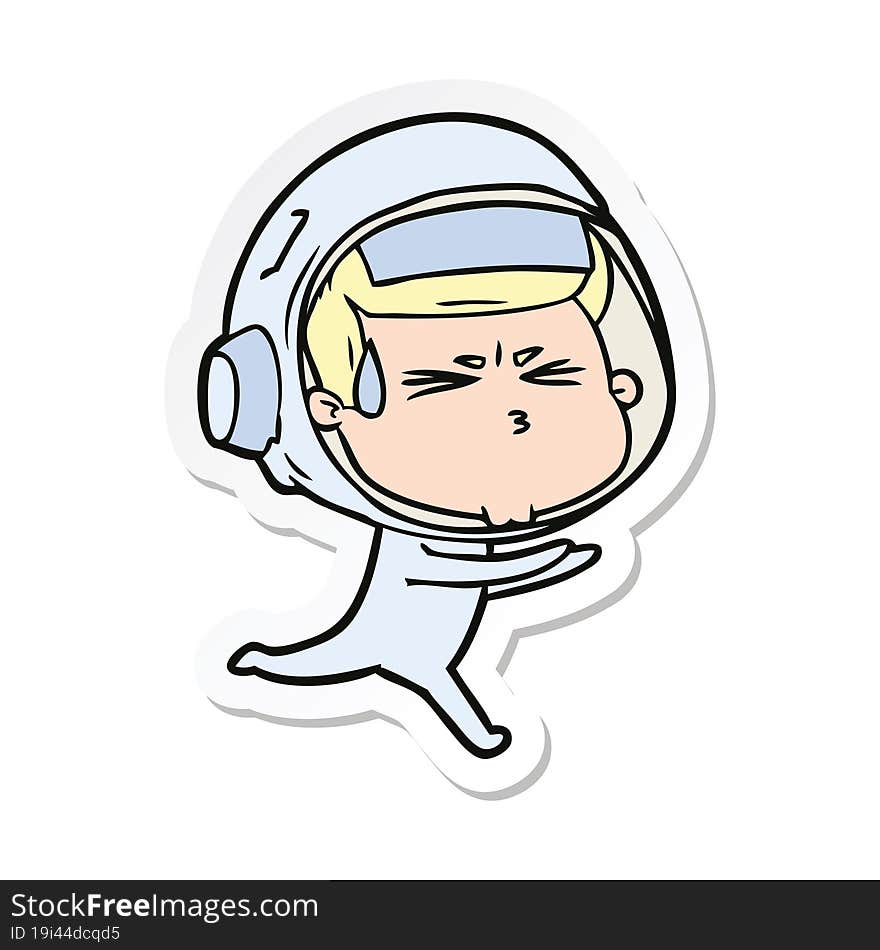 sticker of a cartoon stressed astronaut