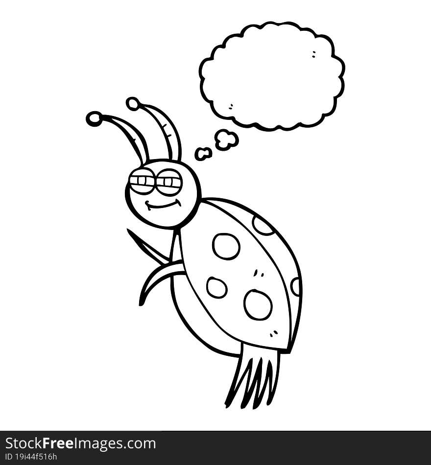 freehand drawn thought bubble cartoon ladybug