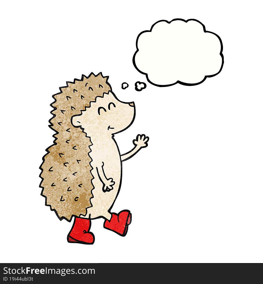 Cute Thought Bubble Textured Cartoon Hedgehog