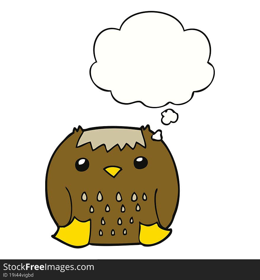 cartoon owl with thought bubble. cartoon owl with thought bubble