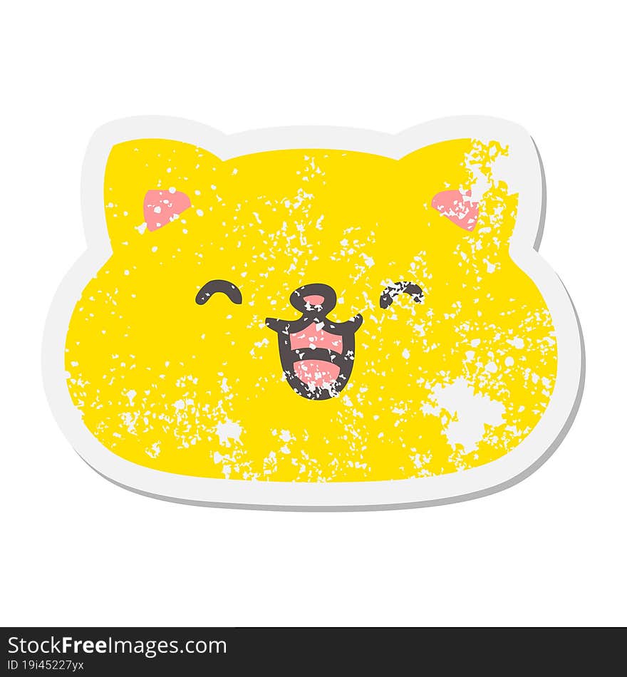 Cute Little Cat Face Grunge Sticker