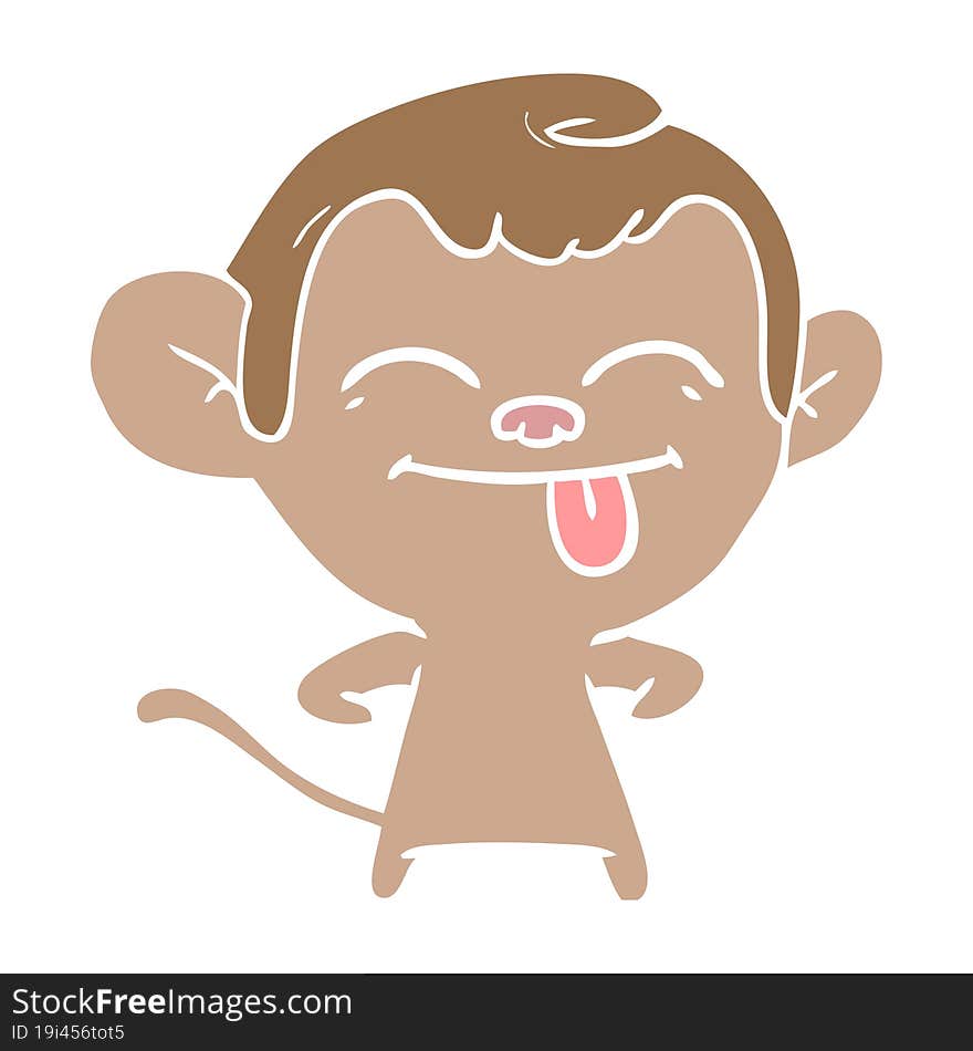 funny flat color style cartoon monkey