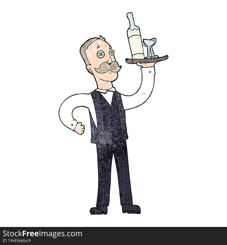 textured cartoon waiter