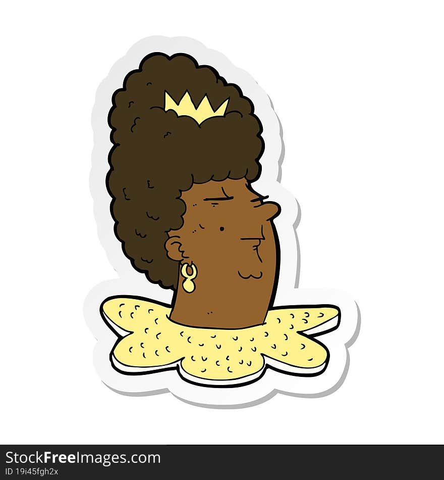 sticker of a cartoon queen head