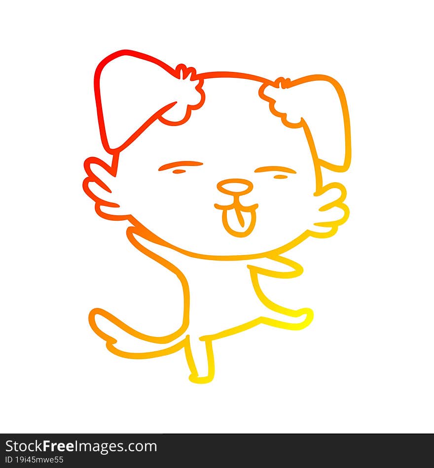 warm gradient line drawing cartoon dancing dog