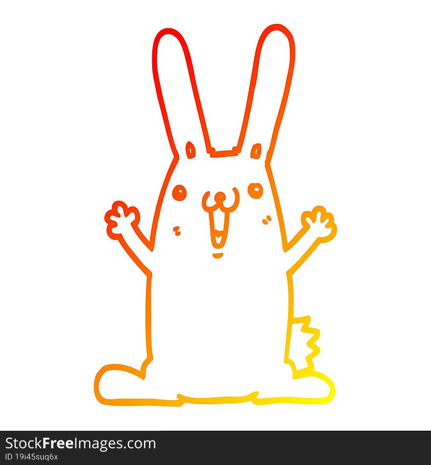 warm gradient line drawing of a cartoon rabbit