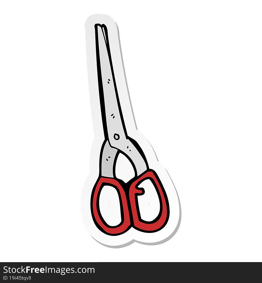 sticker of a cartoon scissors