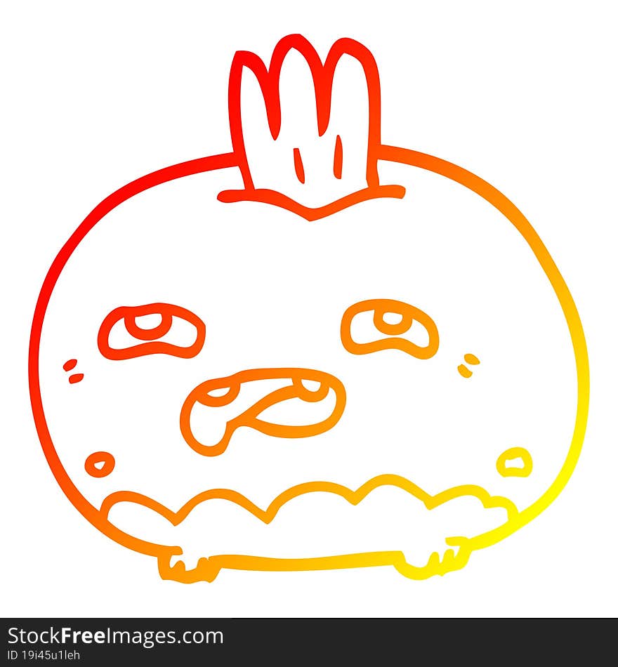 warm gradient line drawing of a cartoon happy root vegetable