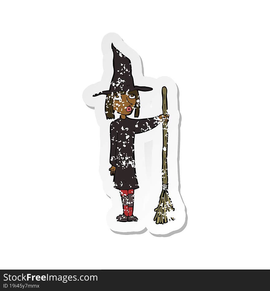 retro distressed sticker of a cartoon witch