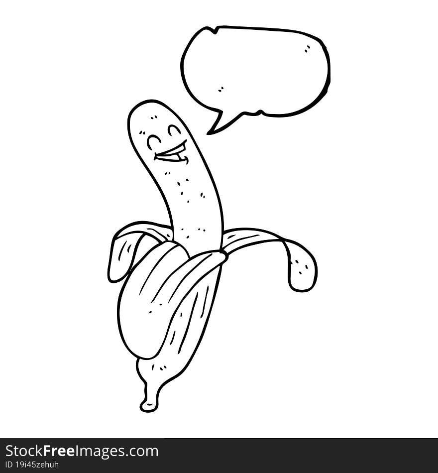 freehand drawn speech bubble cartoon banana