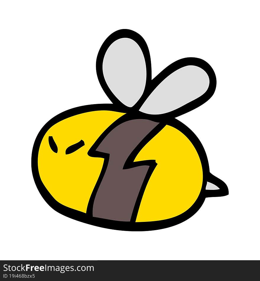 Hand Drawn Doodle Style Cartoon Bee