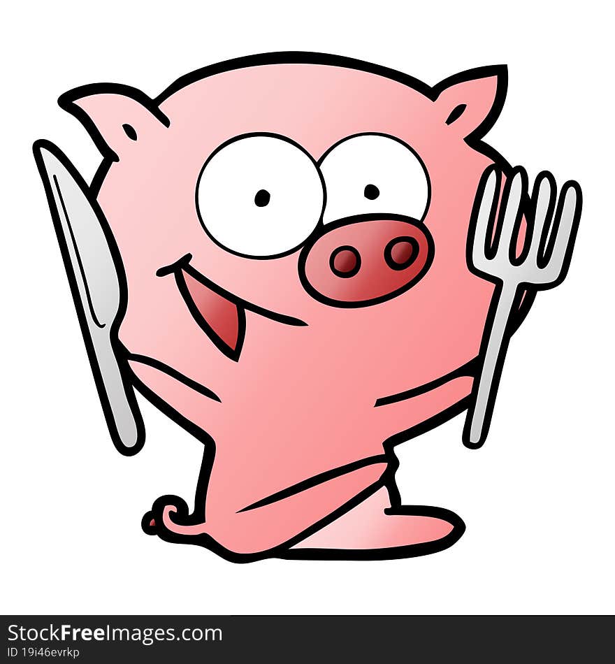 cheerful sitting pig cartoon. cheerful sitting pig cartoon