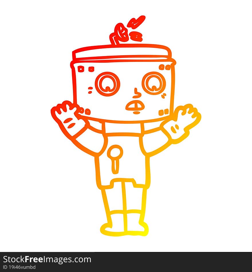 warm gradient line drawing cartoon robot