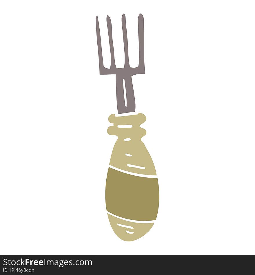 Flat Color Illustration Cartoon Fork