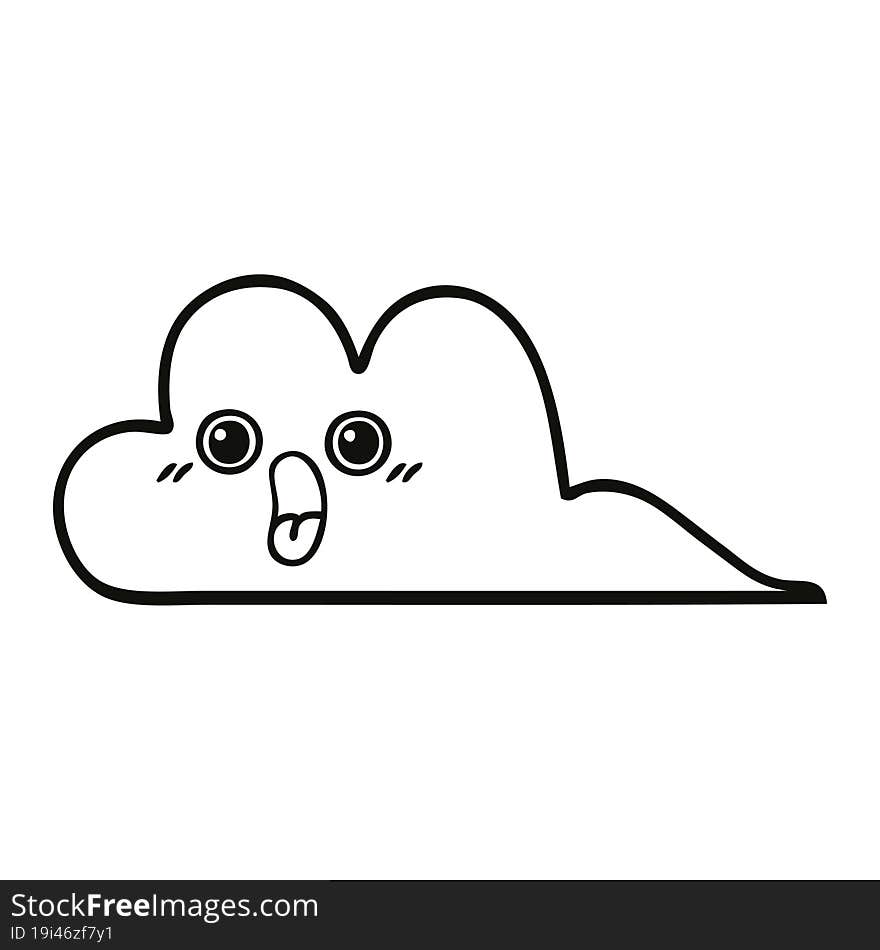 line drawing cartoon snow cloud