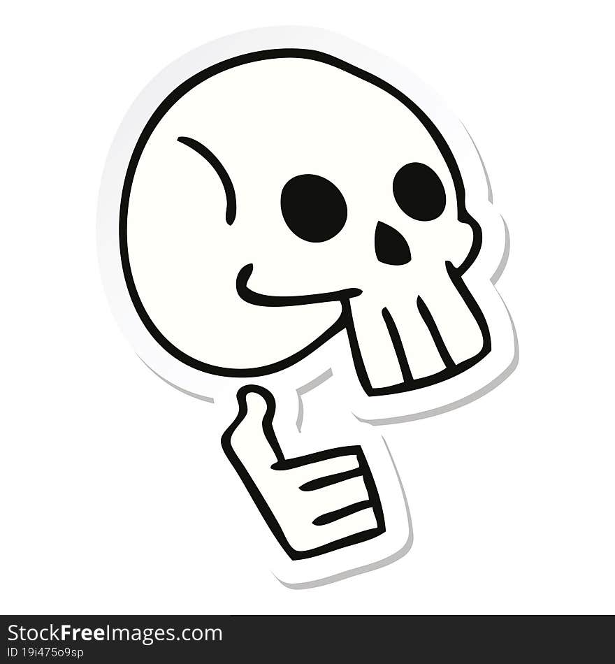 sticker of a quirky hand drawn cartoon skull