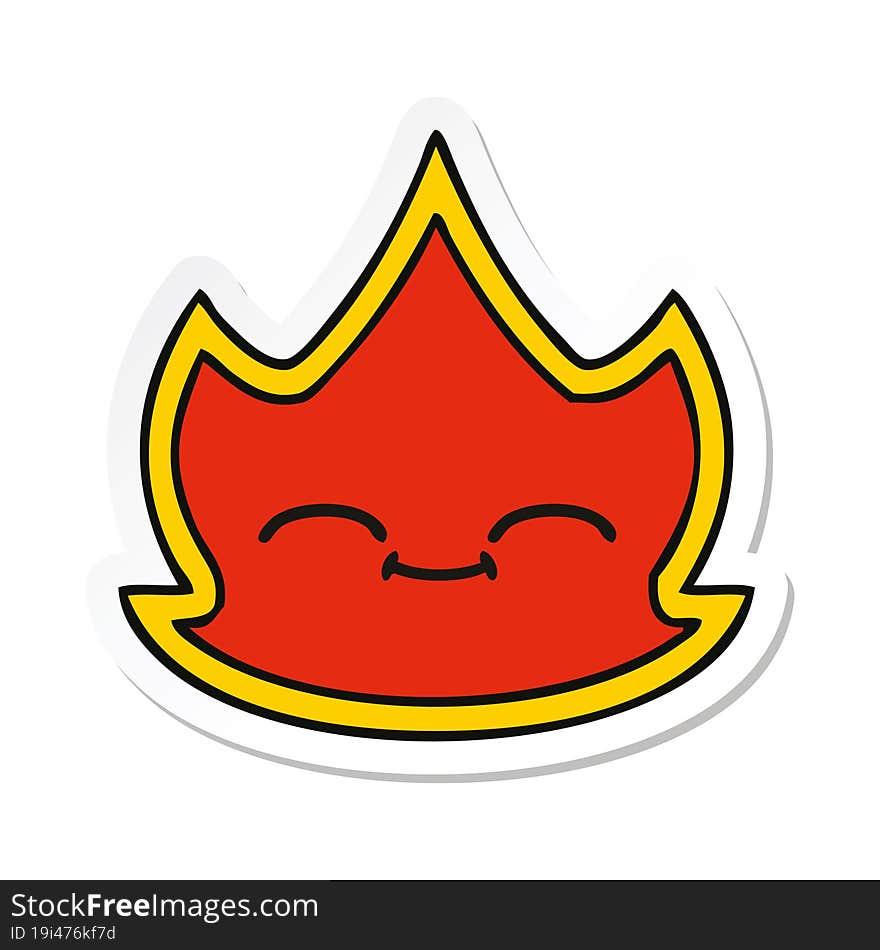 Sticker Of A Cute Cartoon Fire