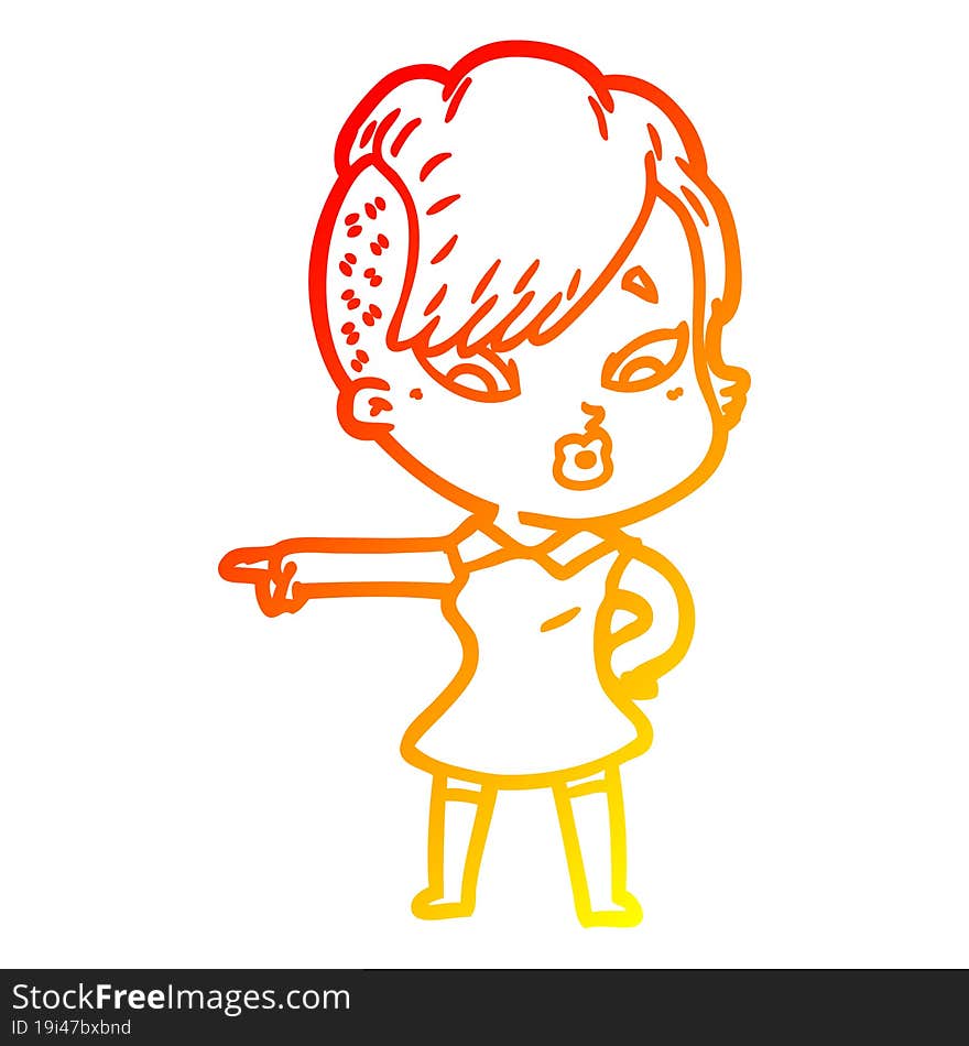 warm gradient line drawing cartoon surprised girl