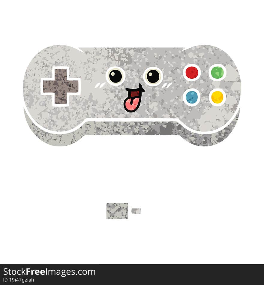 retro illustration style cartoon game controller