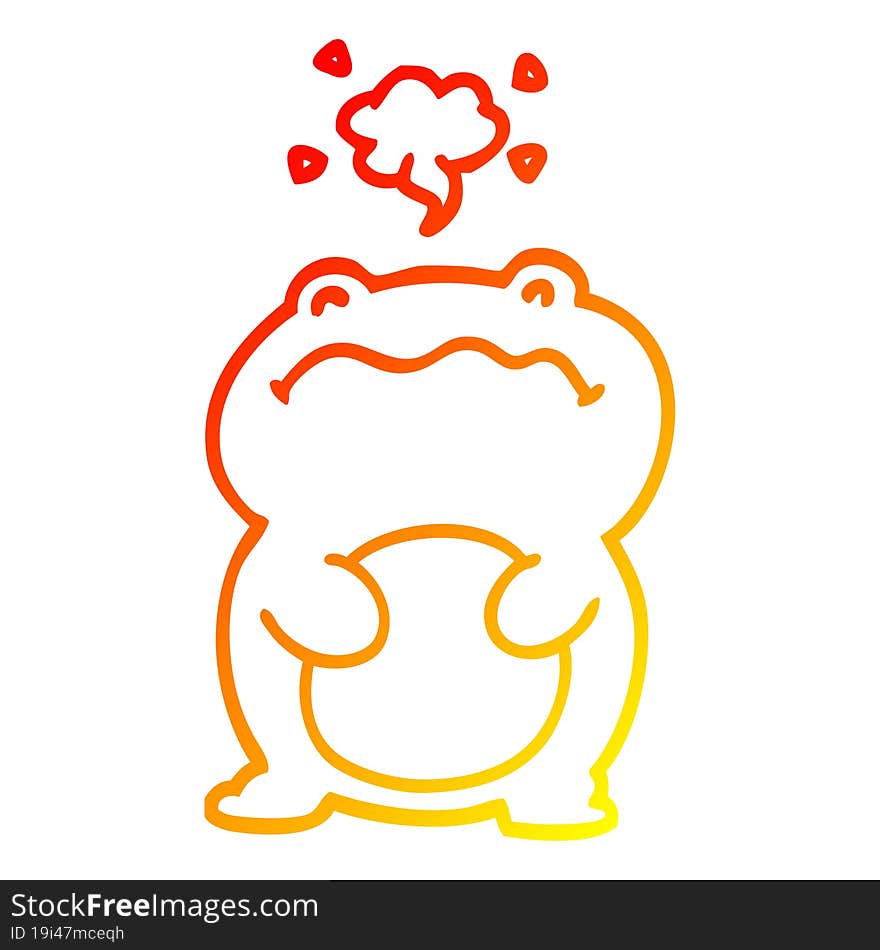 warm gradient line drawing funny cartoon frog