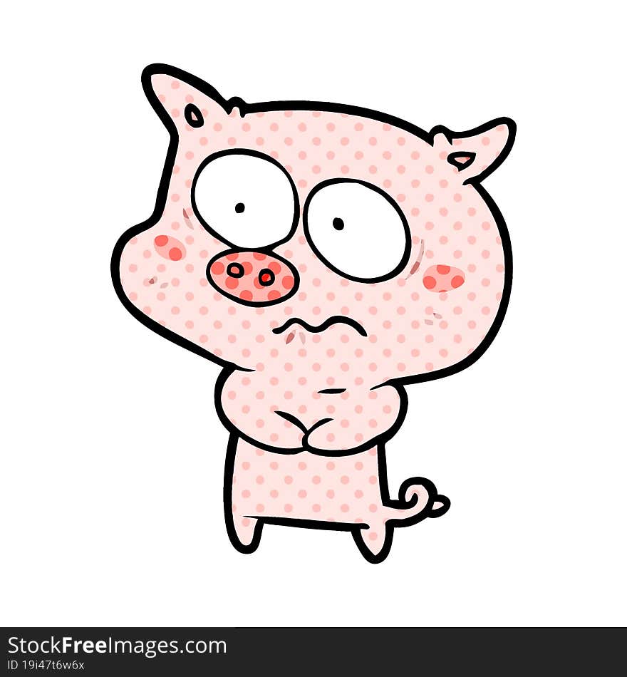 cartoon nervous pig. cartoon nervous pig