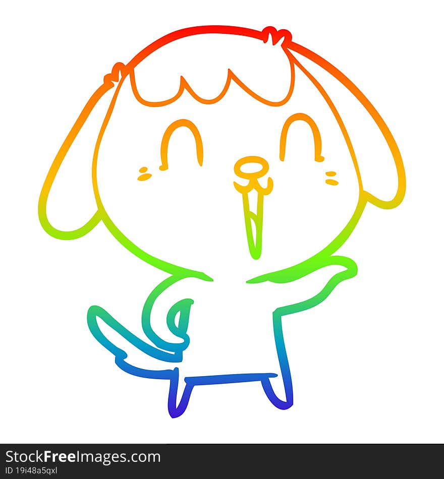 rainbow gradient line drawing of a cartoon dog