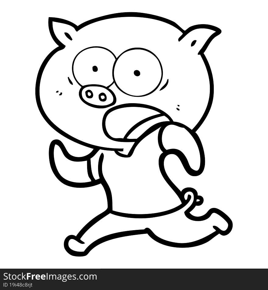 cartoon pig running away. cartoon pig running away