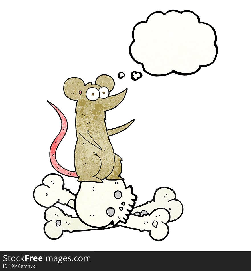 thought bubble textured cartoon rat on bones