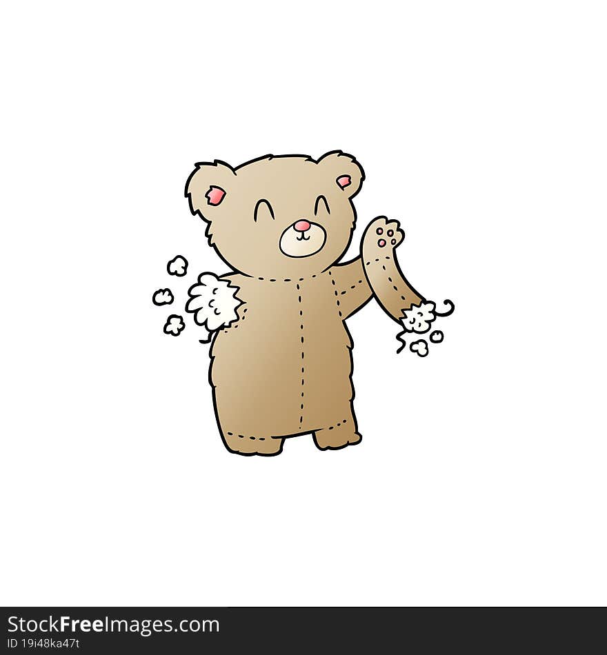 cartoon teddy bear with torn arm. cartoon teddy bear with torn arm