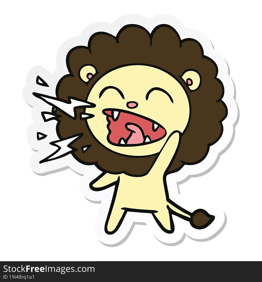 Sticker Of A Cartoon Roaring Lion