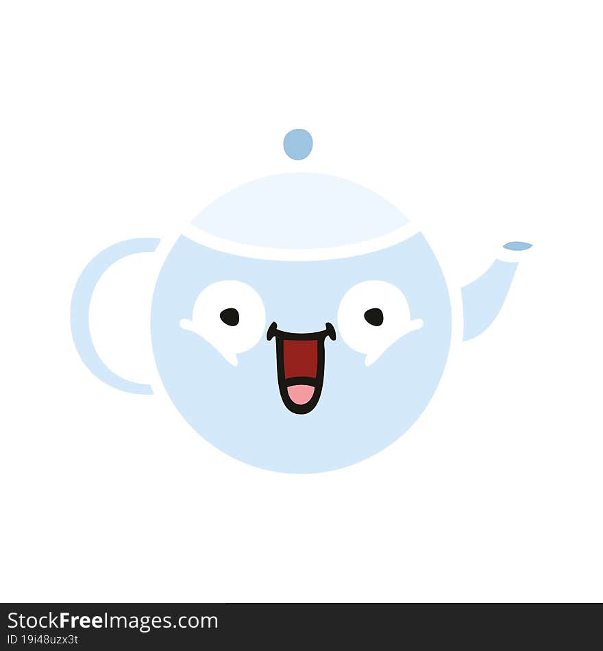 flat color retro cartoon of a teapot