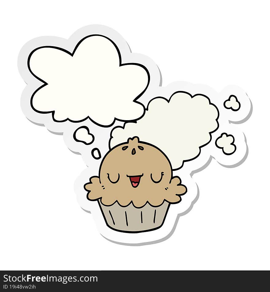 cute cartoon pie and thought bubble as a printed sticker