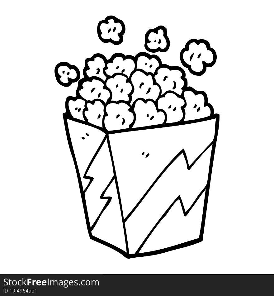 line drawing cartoon popcorn